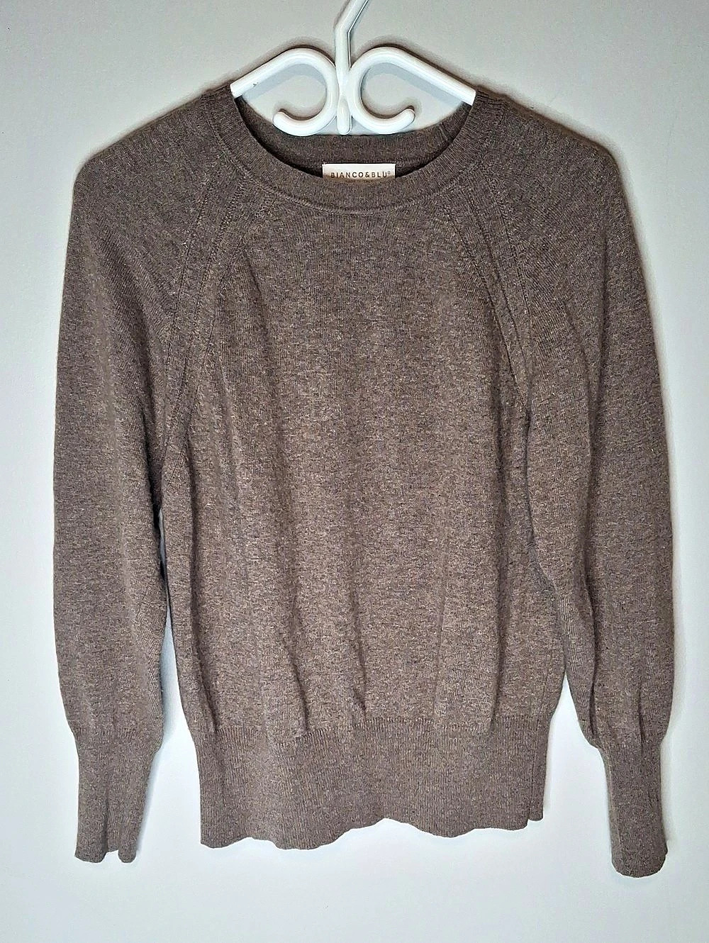 Bianco & Blu Merino Wool Cashmere Crewneck in Brown XL Like New
